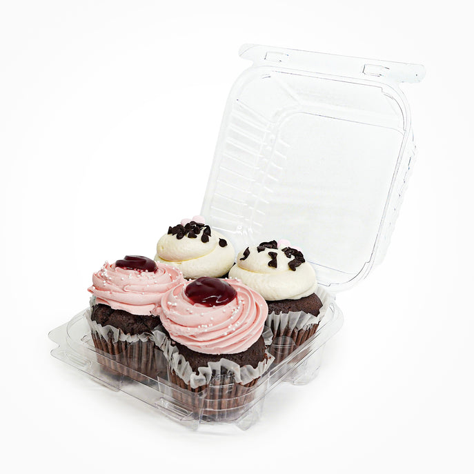 4-pack 3" Classic Cupcake & Muffin Package, Crystal Clear, PLA, 350/Case
