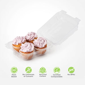 4-pack 2.75" Classic Muffin Package, Crystal Clear, PLA, 216/Case
