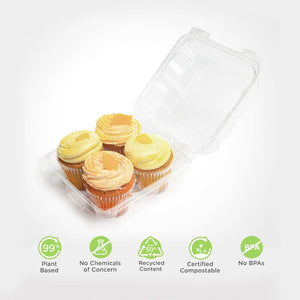 4-pack 3.25" Classic Cupcake & Muffin Package, Crystal Clear, PLA, 225/Case