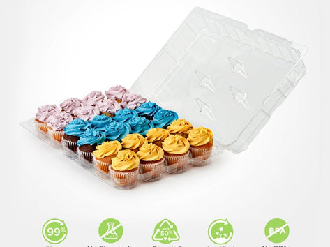 24-Pack 3.5" Classic Cupcake & Muffin Package, Crystal Clear, PLA, 50/Case