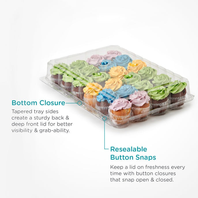 24-Pack 3.5" Classic Cupcake & Muffin Package, Crystal Clear, PLA, 50/Case