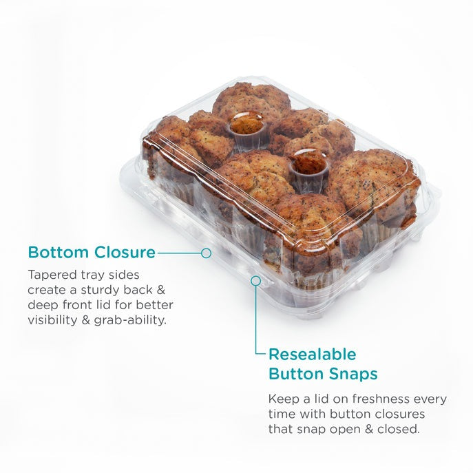 6-pack 2.75" Classic Muffin Package, Crystal Clear, PLA, 300/Case