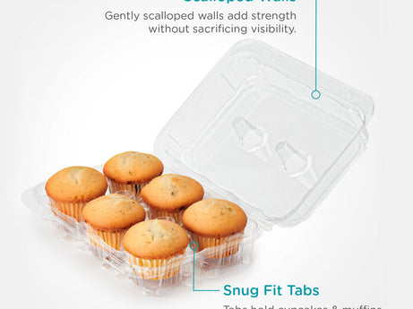 6-pack 2.75" Classic Muffin Package, Crystal Clear, PLA, 300/Case