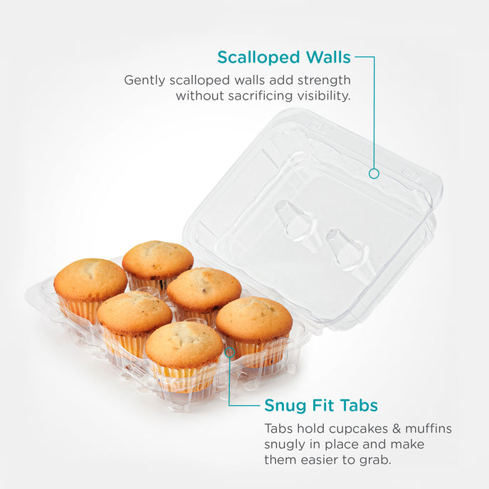6-pack 2.75" Classic Muffin Package, Crystal Clear, PLA, 300/Case