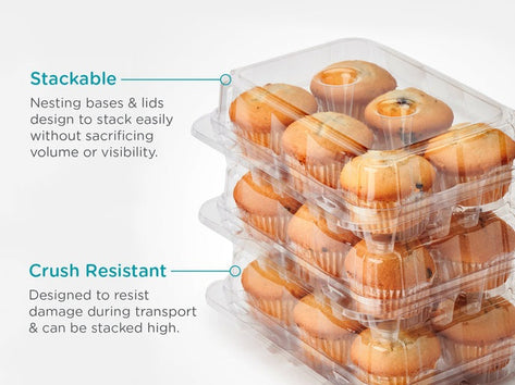 6-pack 2.75" Classic Muffin Package, Crystal Clear, PLA, 300/Case