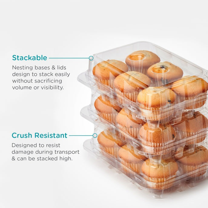 6-pack 2.75" Classic Muffin Package, Crystal Clear, PLA, 300/Case