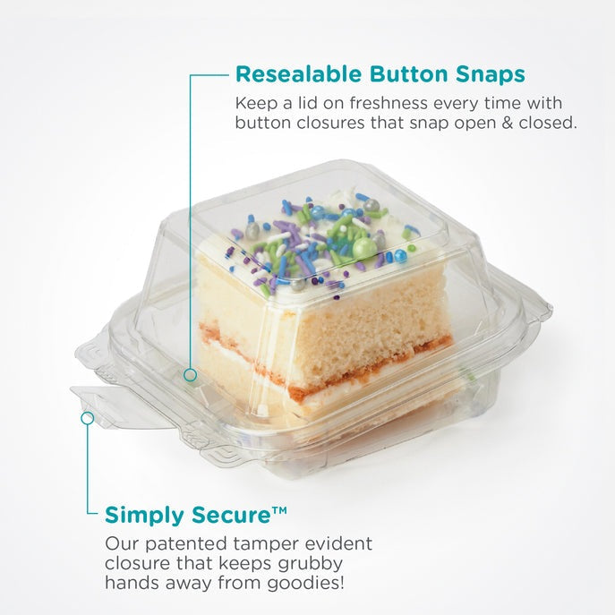 Simply Secure Single 2.5" Dessert Package, Crystal Clear, PLA, 162/Case