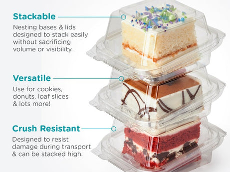 Simply Secure Single 2.5" Dessert Package, Crystal Clear, PLA, 162/Case