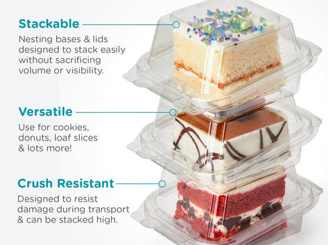Simply Secure Single 2.5" Dessert Package, Crystal Clear, PLA, 162/Case