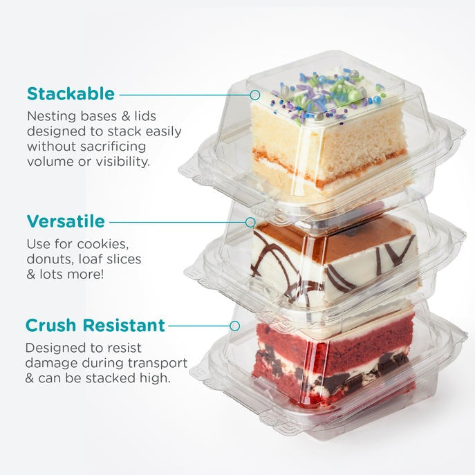 Simply Secure Single 2.5" Dessert Package, Crystal Clear, PLA, 162/Case