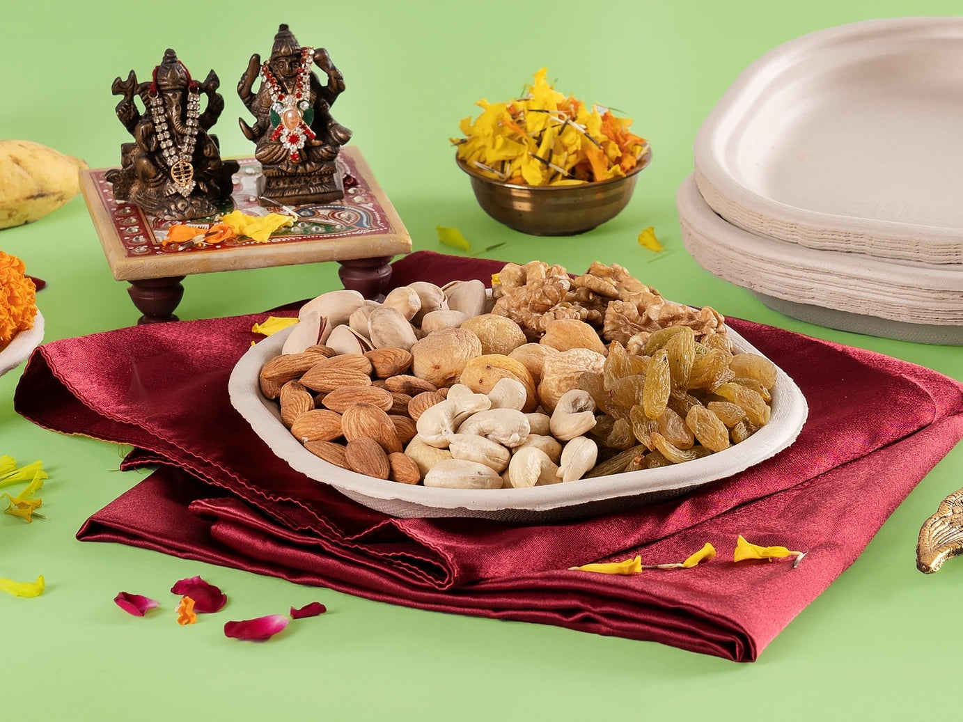 Chowpatty 7 Inch Sugarcane Bagasse Disposable Plate,1000 Count