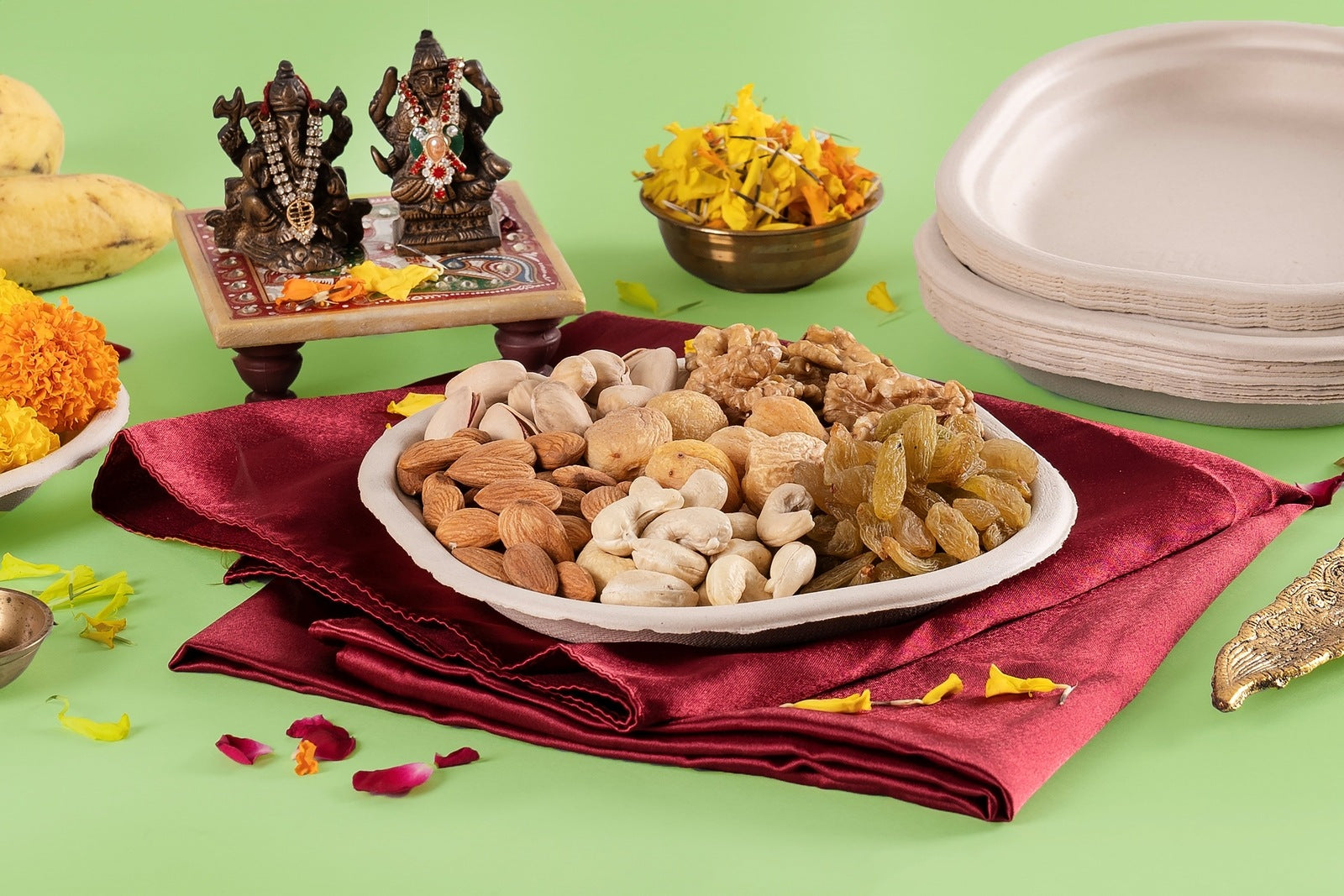 Chowpatty 7 Inch Sugarcane Bagasse Disposable Plate,1000 Count