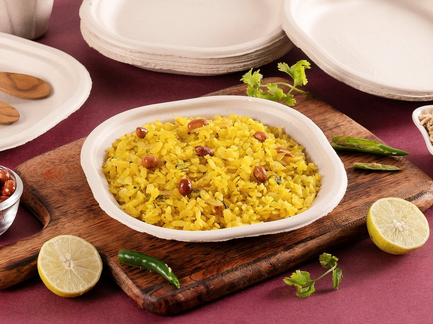 Chowpatty 6 Inch Sugarcane Bagasse Disposable Plate,2000 Count