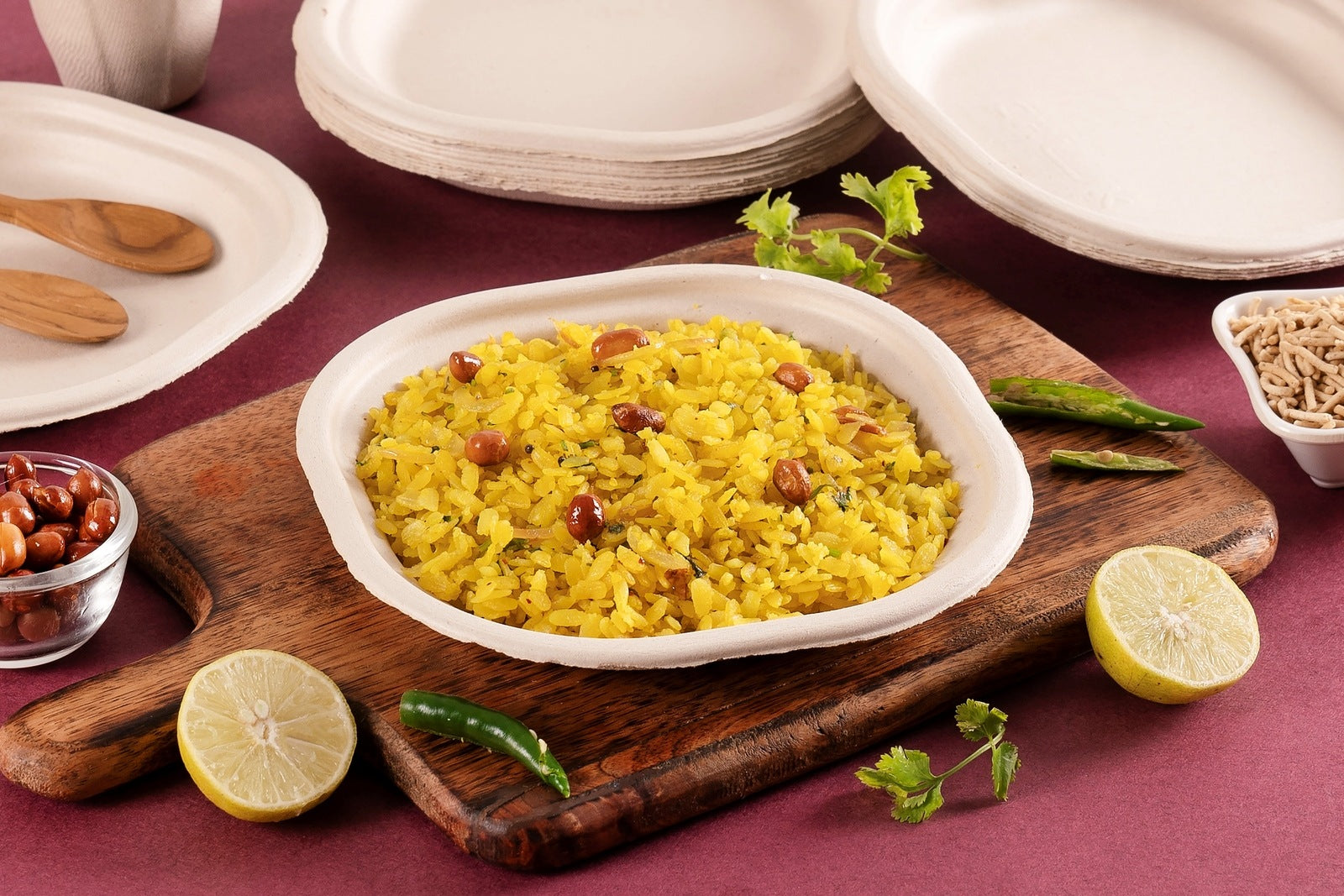 Chowpatty 6 Inch Sugarcane Bagasse Disposable Plate,2000 Count