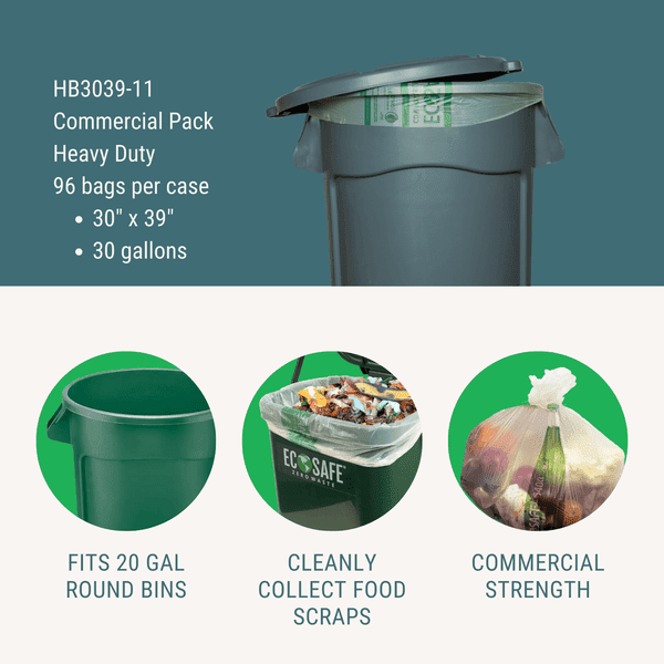 30x39" HEAVY DUTY COMPOSTABLE BIN LINER. 1.1 MIL