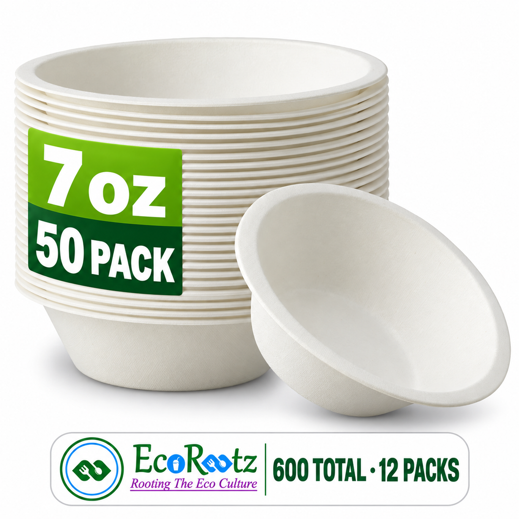 Eco-Rootz 7 Oz Molded Fiber Round Bowl, 600 Count Case