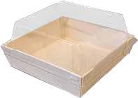 7X7 VerTerra Balsa Wood Tray with Clear Cover - 100 pcs