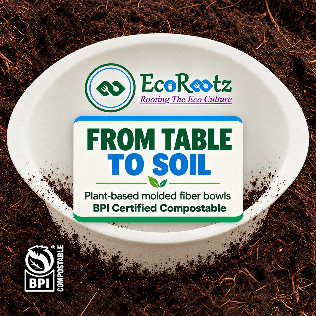 Eco-Rootz 32 Oz Molded Fiber Round Bowl, 500 Count Case