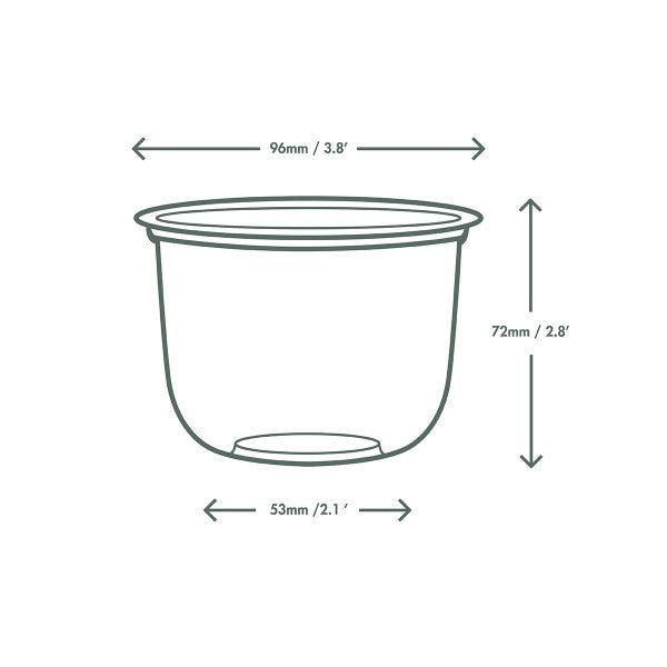 Vegware Plant-Based Compostable PLA Bella Pot, 96-Series Case of 1000