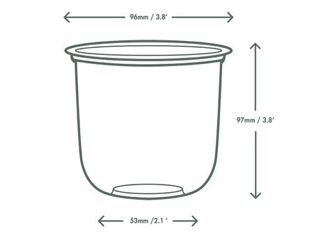 Vegware Plant-Based Compostable PLA Bella Pot, 96-Series Case of 1000
