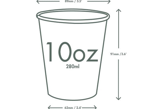 Vegware Single Wall Compostable White Hot Cups 10 oz