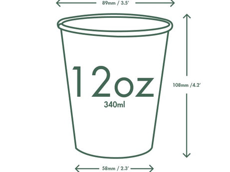 Vegware Single Wall Compostable White Hot Cups 12 oz