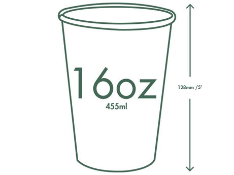 Vegware Single Wall Compostable White Hot Cups 16 oz