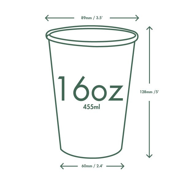 Vegware Single Wall Compostable White Hot Cups 16 oz