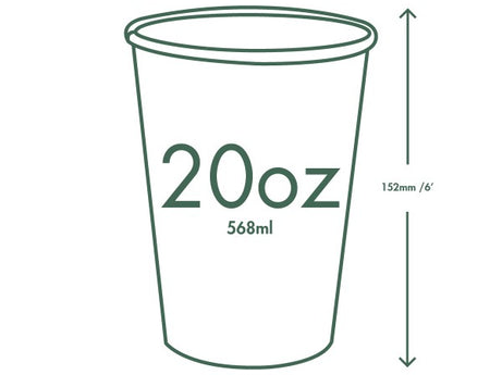 Vegware Single Wall Compostable White Hot Cups 20 oz