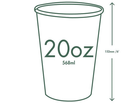 Vegware Single Wall Compostable White Hot Cups 20 oz
