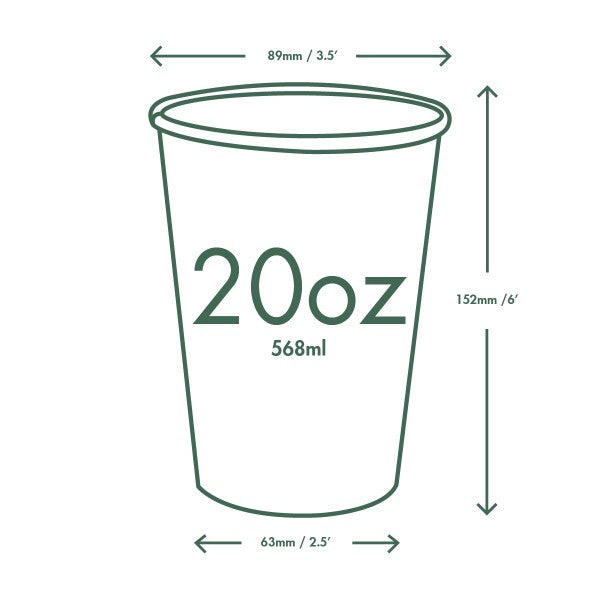 Vegware Single Wall Compostable White Hot Cups 20 oz
