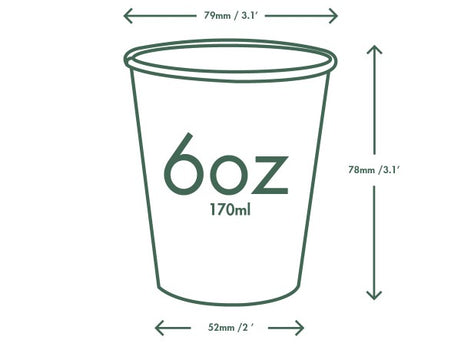 Vegware Single Wall Compostable White Hot Cups 6 oz