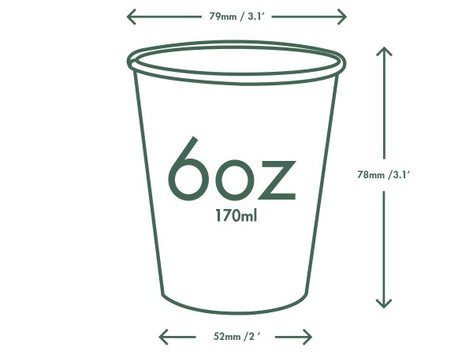 Vegware Single Wall Compostable White Hot Cups 6 oz