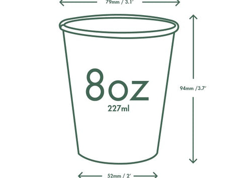 Vegware Single Wall Compostable White Hot Cups 8 oz