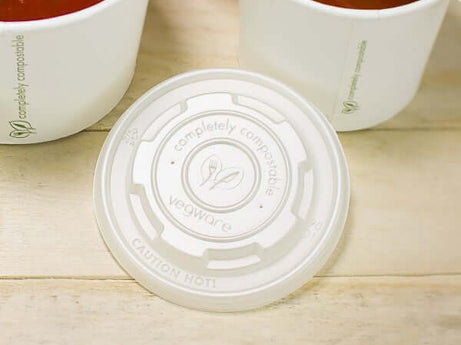Vegware Soup Container Flat CPLA Hot Lid, 90-Series, 1000 Count