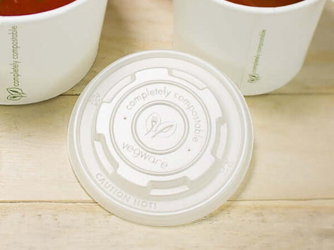 Vegware Soup Container Flat CPLA Hot Lid, 90-Series, 1000 Count