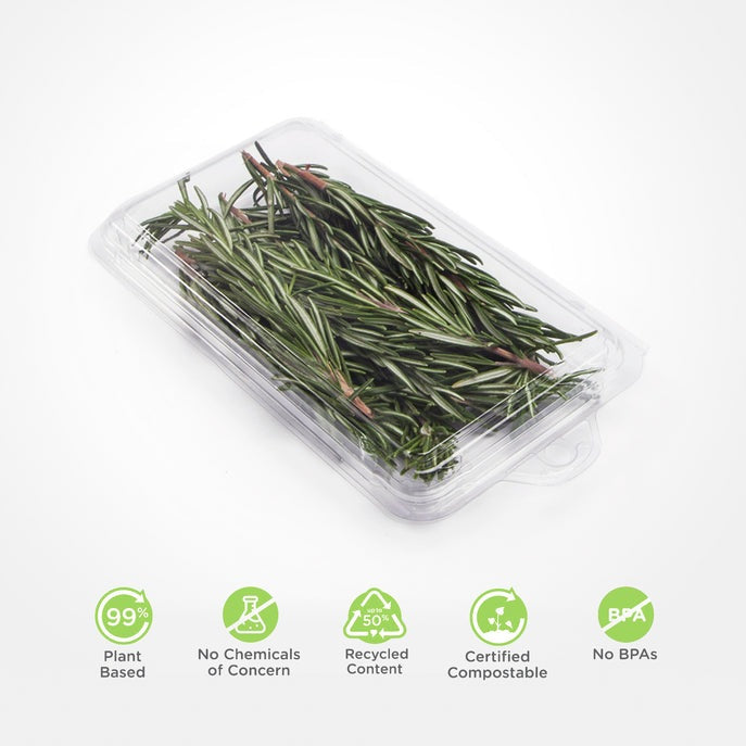 0.75 - 1 oz. Hanging Fresh Herb Package, Crystal Clear, PLA, 500/Case