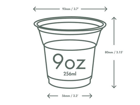 Vegware Plant-based Compostable PLA Cold Cup, 96-Series Case of 1000