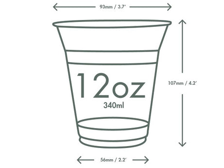 12-Ounce Vegware PLA Clear Cold Cup, 96 Series,1000-Count Case