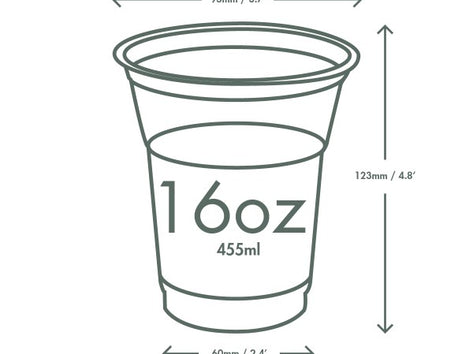 16-Ounce Vegware PLA Clear Cold Cup, 96 Series,1000-Count Case
