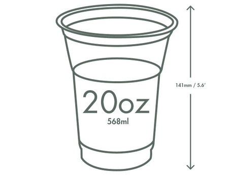 20-Ounce Vegware PLA Clear Cold Cup, 96 Series,1000-Count Case
