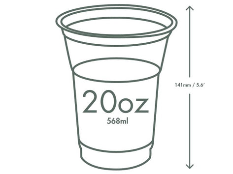 20-Ounce Vegware PLA Clear Cold Cup, 96 Series,1000-Count Case