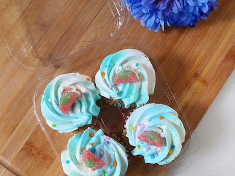 4-pack 3" Classic Cupcake & Muffin Package, Crystal Clear, PLA, 350/Case