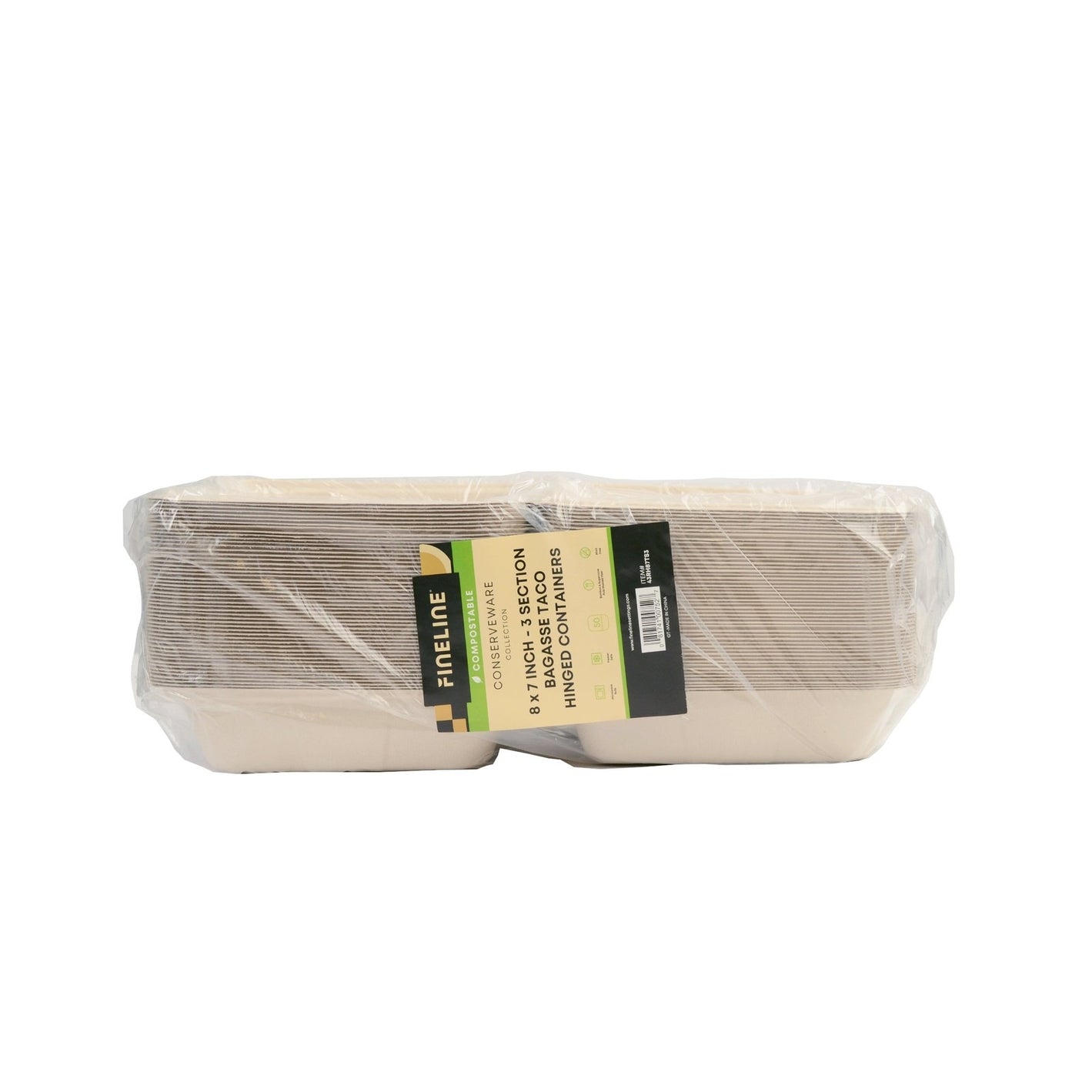 8" X 7" - 3 SECTION TACO HINGED CONTAINER - PFAS FREE , 200 Count Case