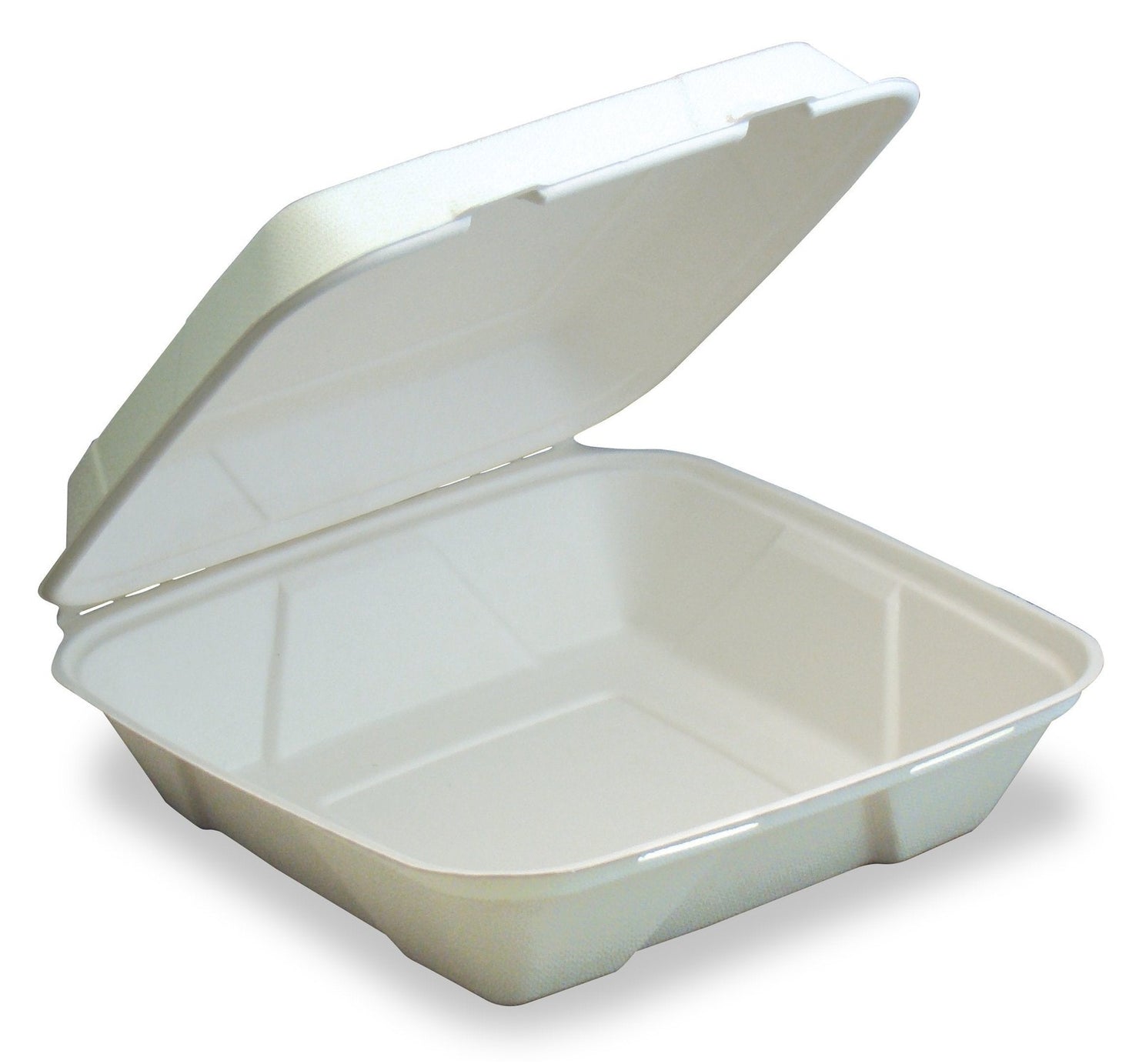 Large 1-Compartment No Added PFAS Plant Fiber Hinged Container, 200-Count Case