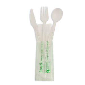 6.5" Heavy Duty Cutlery Kit with Napkin, White, 250-Count Case