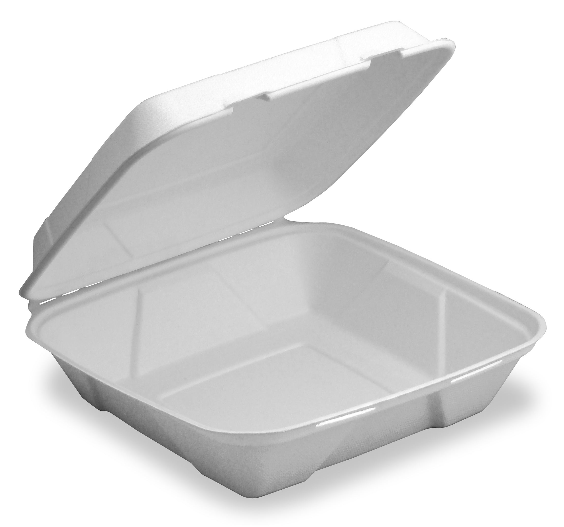 Large 1-Compartment Fiber Hinged Container, 200-Count Case - Ecosource