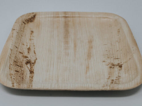 9.5-inch Square Palm Leaf Plate with Round Edges, 200 Count