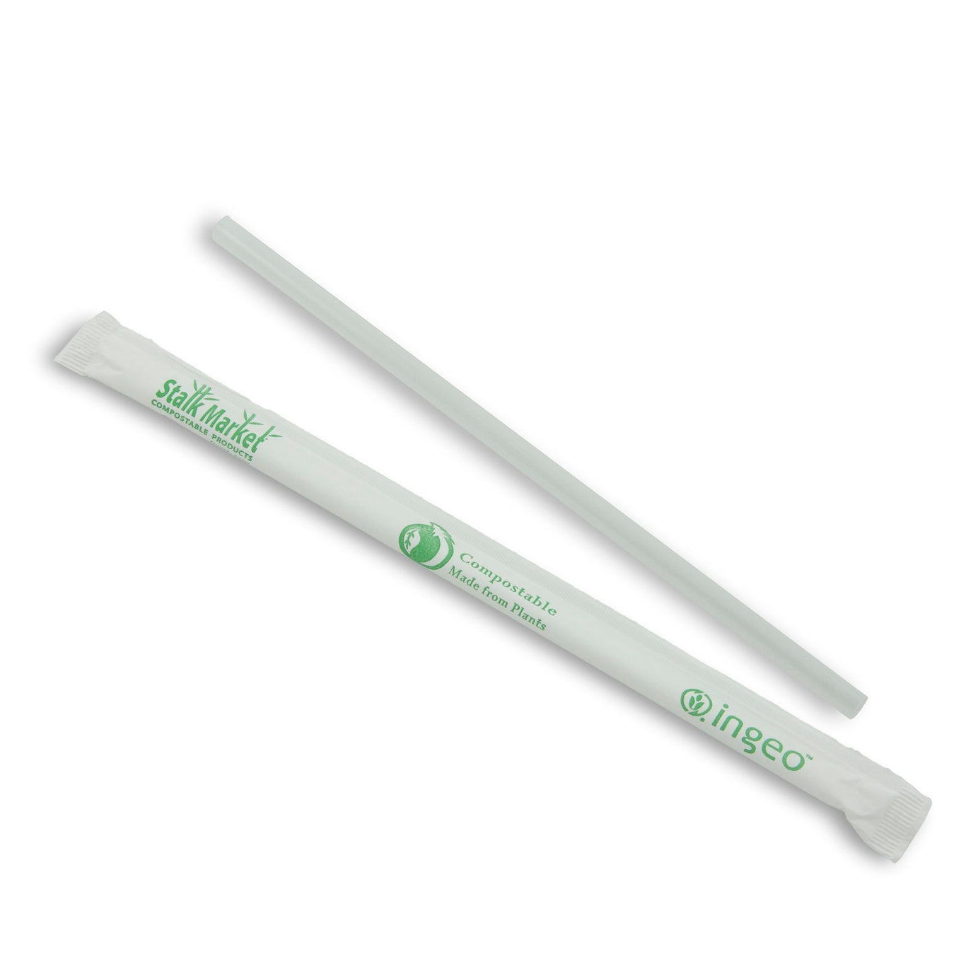7.75 Inch Individually wrapped Clear PLA Jumbo Straw - 4800 pcs 12/400s