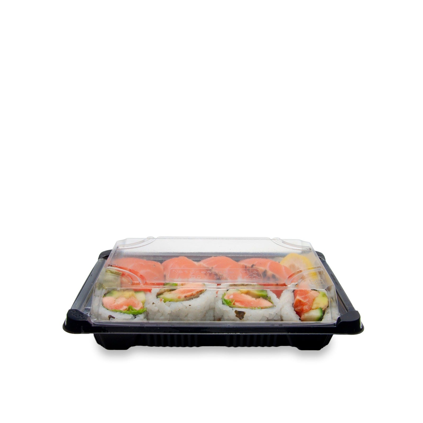 7''x4-7/8''x1-3/4'' PLA Sushi Tray with Lid Combo Case of 300